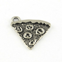 2 Pizza Charms Antiqued Silver Party Themed Jewelry Supplies Food Pendants 20mm - £3.09 GBP