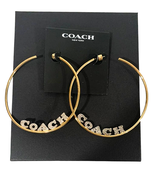 Coach Large 3&quot; Earrings with Sparkling Coach Around Edge NEW - £37.76 GBP