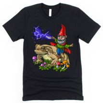 Psychedelic Gnome Riding Frog Hippie Forest Trippy T-Shirt - £21.92 GBP