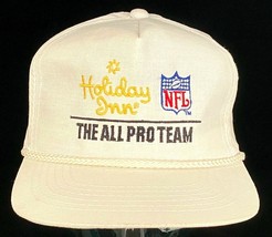 Vtg HOLIDAY INN All Pro Team Hat-NFL-Rope Bill-White-Snapback-Embroidered - $23.36