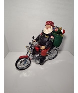 Rare Large Santa Claus On Motorcycle W/Bag Of Toys. 9&quot; Tall 11&quot; Long. Li... - $118.80