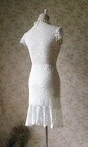 Ivory White Fitted Lace Midi Skirt Women Custom Plus Size Mermaid Lace Skirt image 4