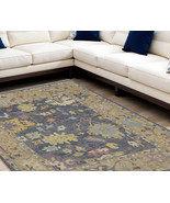 9&#39; X 13&#39; Gold Blue and Purple Wool Oriental Hand Knotted Area Rug With F... - $77,607.56 MXN