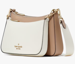 Kate Spade Duet Beige &amp; White Leather Crossbody Bag KH759 Purse NWT $349 Retail - $118.79