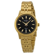 NEW* Seiko Womens SUR886 Black Dial Gold-tone Wrist Watch MSRP $250! - £196.58 GBP