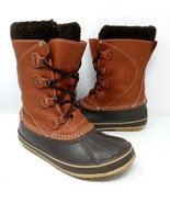 LL BEAN Tumbled Leather Pac Snow Boots w/ Felt Liner Fleece Trim - Women... - $39.95