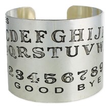 Ouija Spirit Board Wide Cuff Bracelet Bangle Silver Tone Jewelry New Occult Goth - £15.71 GBP