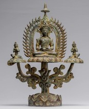 Antique Indonesian Style Bronze Javanese Meditation Buddha Statue - 49cm/20&quot; - £1,405.90 GBP