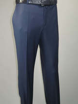 Men's MONO Turkey Slacks 100% Wool Plain Front Regular Fit 2501-24 Mid Blue image 3