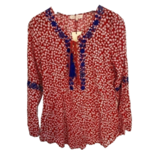 Solitaire Womens Blouse Multicolor Floral Long Sleeve V Neck Embroidered... - £13.41 GBP