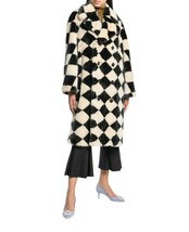 Marco De Vicenzo diamond check faux fur coat size 12 - $1,189.98