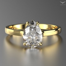 2.00 CT VS1 EF Pear Cut Lab Grown Diamond Solitaire Women&#39;s Ring 14k Yellow Gold - £909.50 GBP