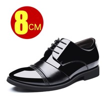 8 cm Internal Increased Men Casual Business Shoes Invisible Heel Lace Up Wedding - £97.42 GBP