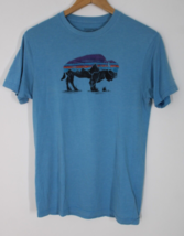 Patagonia S Blue Fitz Roy Bison Slim Fit Cotton/Poly Short Sleeve T-Shirt 39058 - £15.60 GBP