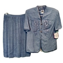 Leslie Fay Dresses Vintage 90&#39;s Womens 12 Periwinkle Floral Jacket &amp; Ski... - $54.95