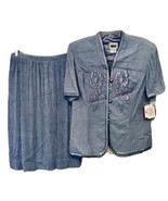 Leslie Fay Dresses Vintage 90's Womens 12 Periwinkle Floral Jacket & Skirt Set - $54.95