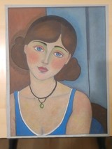Amadeo Modigliani Art-Original Art Pastel Painting, Portrait of a Woman ... - $53.90