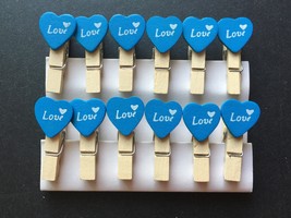 36pieces Blue Love Wooden Clip,Special Gift,Wooden Photo Pegs/Pin Clothe... - $3.90
