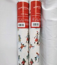 2 Rolls Wondershop Gift Wrap 100 Sq Ft People Playing In Snow  image 3