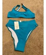 Halara Solid Teal Tank Top High Cut Thong Bikini Set Swimsuit NWT size M... - £21.91 GBP