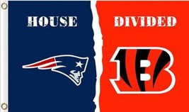 New England Patriots and Cincinnati Bengals Divided Flag 3x5ft - £12.48 GBP