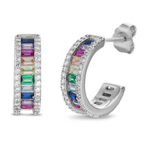 Best-Selling Earrings Exquisite Colorful Square Diamond Zircon Ear Studs Women&#39;s - £7.98 GBP