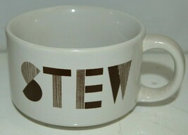 Vintage Large Stew Mug Cup Bowl with Handle Ceramic Brown Letters - £13.58 GBP