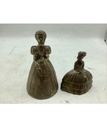 ANTIQUE BRASS DINNER BELL. GIRL/WOMEN IN A WIDE DRESS - £13.93 GBP