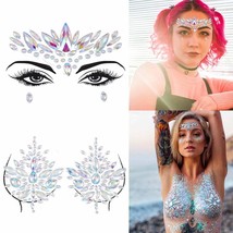 Rhinestone Face Gems Mermaid Chest Gems Rave Crystal Face Jewelry Party Body Gem - £19.17 GBP