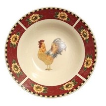 Gibson Designs Brewster Rooster Rim Soup Bowl 8 7/8&quot; D Ceramic Dish Sunflowers - £9.38 GBP