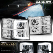 [LED BIG-C LIGHT BAR] Chrome Projector Headlight for 2007-2014 Chevy Silverado - £206.01 GBP
