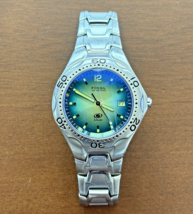 Vintage Fossil Blue (AM-3475) Stainless Steel w/ Turquoise Dial Unisex W... - $55.19 CAD