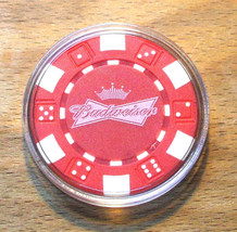 (1) Budweiser Beer Poker Chip Golf Ball Marker - Red - Dice - $7.95