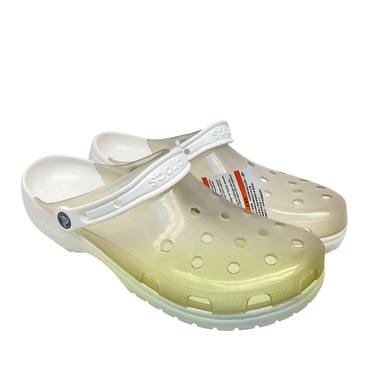 Crocs Men&#39;s Slip-On Jelly Classic Clog Sandals Transparent/White Size 13M - $47.49