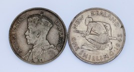 Plein De 2 Argent Nouvelle-Zélande 2 Shilling Pièces 1934 + 1943 XF - Au - $97.57 CAD