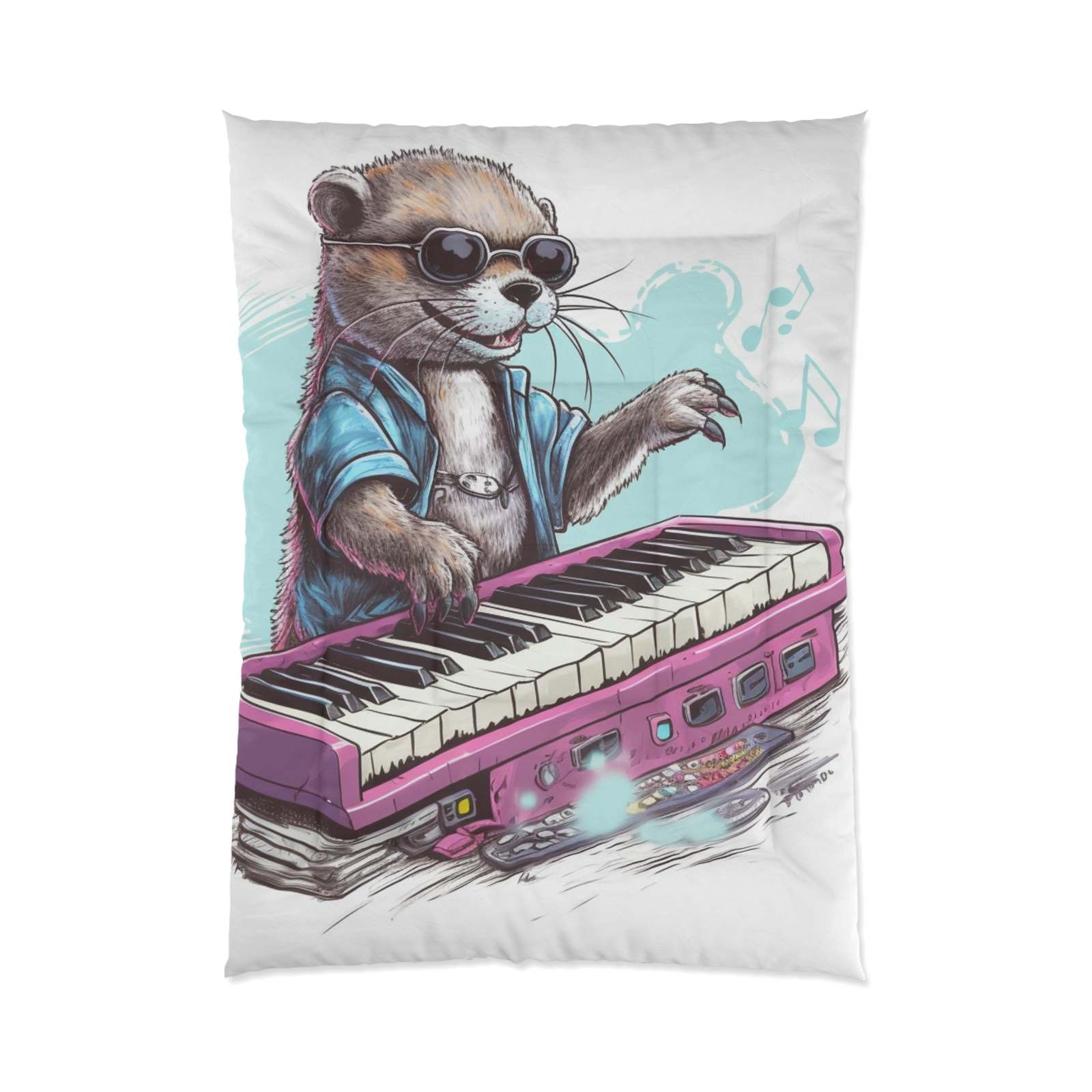 Otter Piano Keyboard Music Player Graphic Comforter