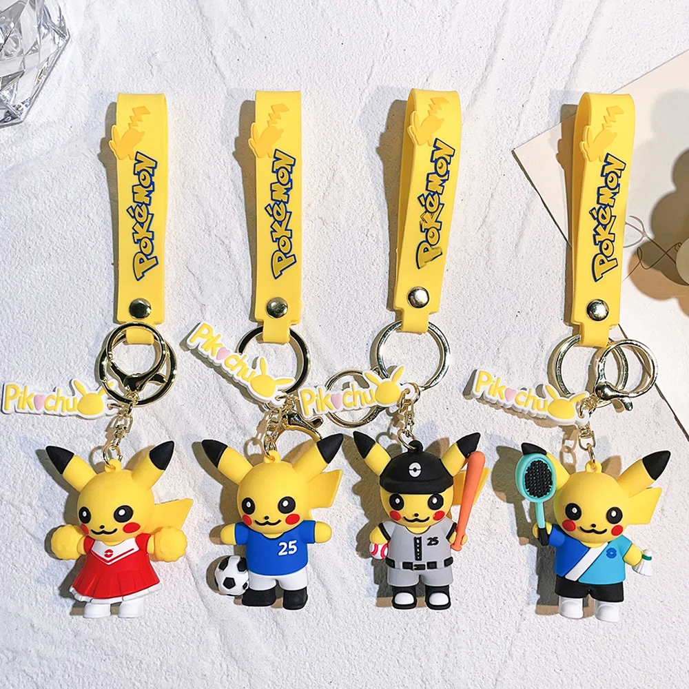 Pokemon Anime Figure Keychain Pikachu Sportswear Cosplay Keyring Pendant - £7.70 GBP