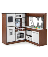 Wooden Corner Play Kitchen with Water Circulation System and Lights-Brow... - €243,93 EUR