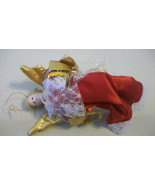 CERAMIC CHRISTMAS ANGEL FIGURINE ORNAMENT RED WITH WHITE LACE - $21.38