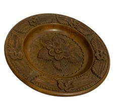 Vintage German Floral Wooden Hand Carved Fruit Bowl 23cm vtd - £23.33 GBP