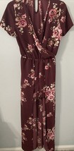 Miami Size Medium Burgundy W/Flowers Maxi Romper /Jumpsuit. - $14.85