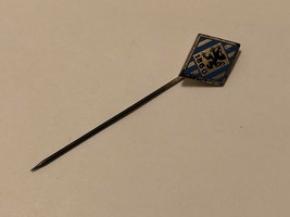 Antique German Deschler 1860 Enameled Stick Pin Military W Lion - £31.11 GBP