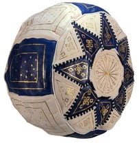Fair Trade Handmade Moroccan Leather Star Pouffe Royal Blue - $68.50