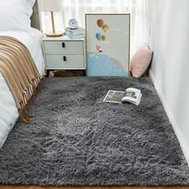 Grey Ophanie Rugs For Bedroom Dorm, Fluffy Fuzzy Soft Carpet,, 4 X 5.3 Ft. Gray. - £31.94 GBP