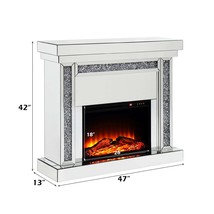 Noralie 47&quot; Fireplace, Mirrored &amp; Faux Diamonds - $1,416.00