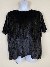 Boutique Womens Plus Size 2X Black Velvet Slit Back Blouse Short Sleeve - £11.21 GBP