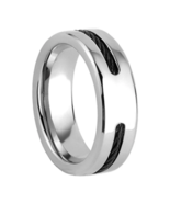 Mens Black Cord Center 6mm Titanium Wedding Band - £19.94 GBP