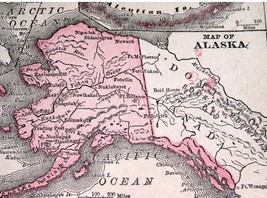 1900 Original Antique Miniature 5&quot; X 3 1/2&quot; Map Of Alaska Sitka Yukon Canada - £12.52 GBP