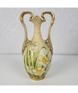 Turn Teplitz Bohemia Vase Ivory Floral Porcelain Amphora Elegant Art Nou... - $325.03