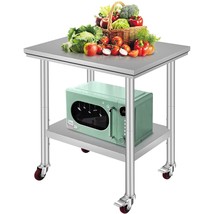 Mophorn Stainless Steel Work Table With Wheels 24 X 30 X 32, Silver And Black - £87.91 GBP